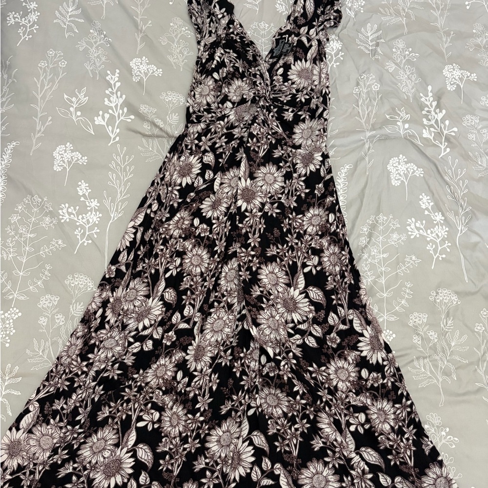 Angie Black Dress with Floral Print